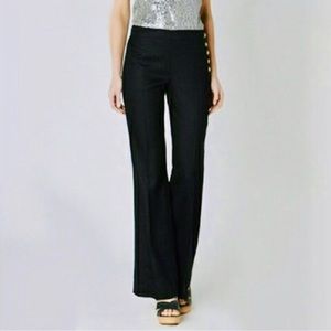 Anthropologie Cartonnier Andros Black Wash Side Button Wide Leg Trousers